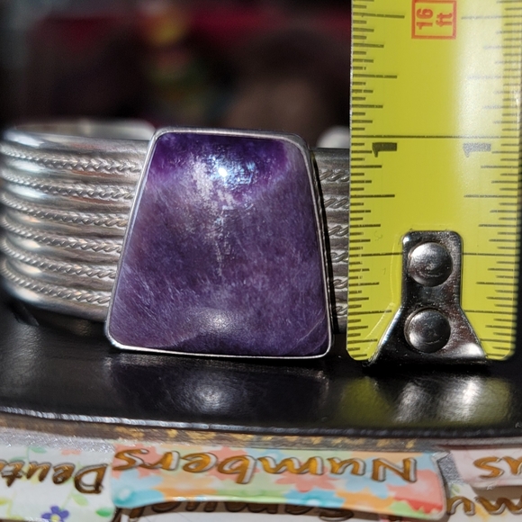 Vintage Navajo D. Lerma Charoite & Solid Sterling Silver Bracelet - Picture 10 of 15